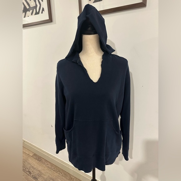 Chico’s Design Cotton Size 0 Navy Blue Women's Hoodie Sweatshirt Lightweight - Picture 1 of 6